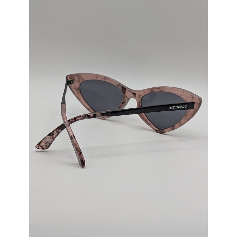 Frye and‎ Co Cat Eye Sunglasses Pink Marble Black Temples Dark Lens Womens